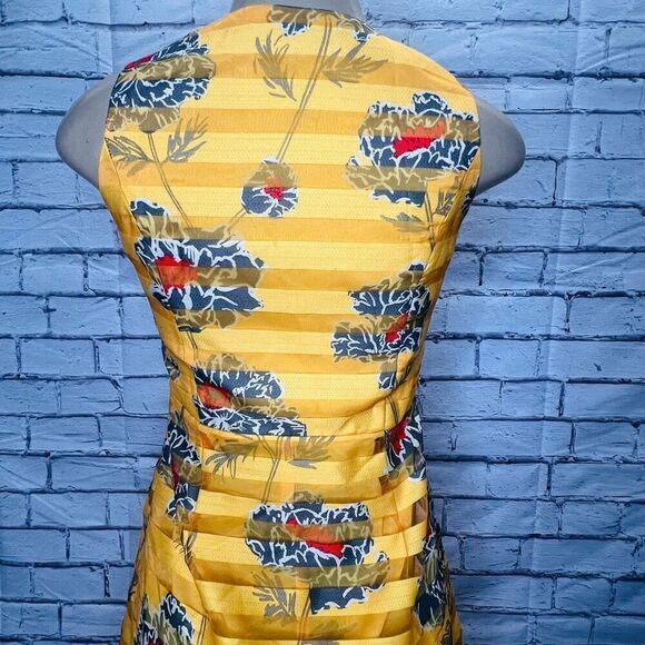Banana Republic Women's Yellow Floral Sleeveless Fit & Flare Dress 6 Size 2 Peti - Picture 5 of 8